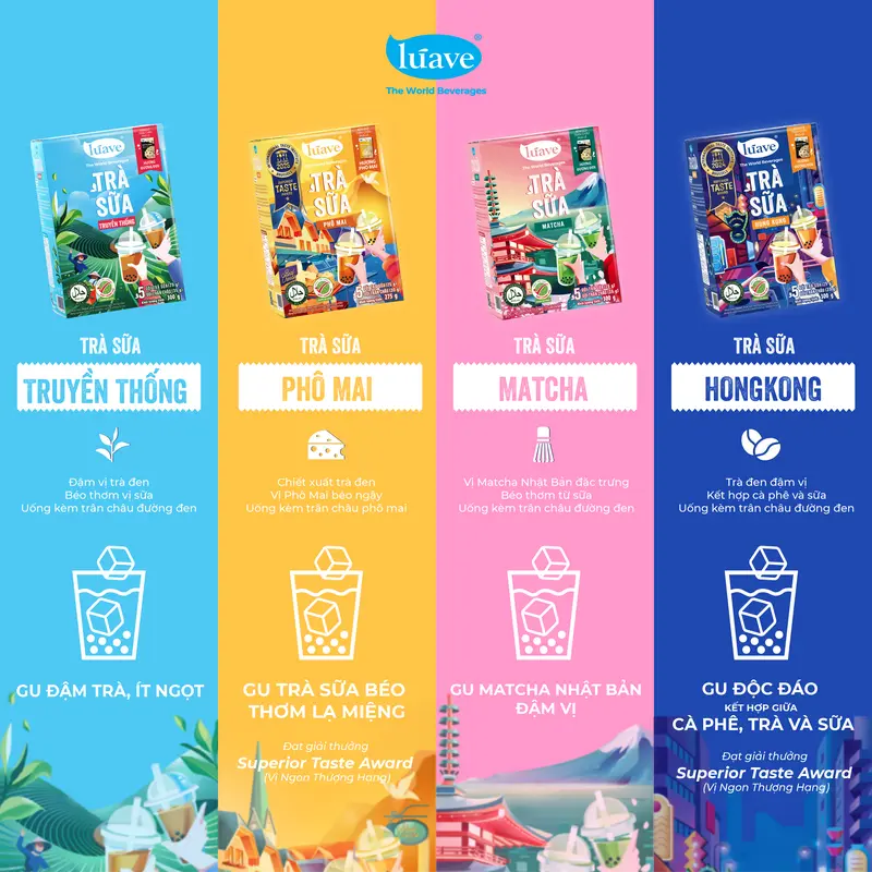 [Tặng 1 Quai Ly] Combo 2 Hộp Trà Sữa Trân Châu Lúave Vị Hong Kong Và Phô Mai – Chiết xuất từ lá trà tươi, đậm vị, thơm béo vị phô mai, ngon như tiệm 2