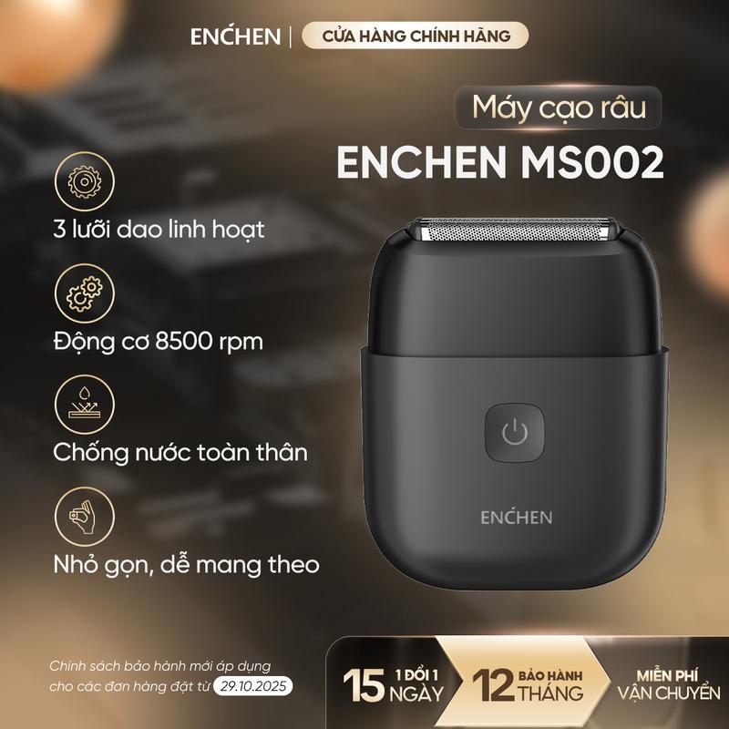   Dòng Cao Cấp  Máy cạo râu Enchen Mini MS002 - lưỡi dao linh hoạt - động cơ mạnh mẽ - chống nước toàn thân - BH 12 tháng 