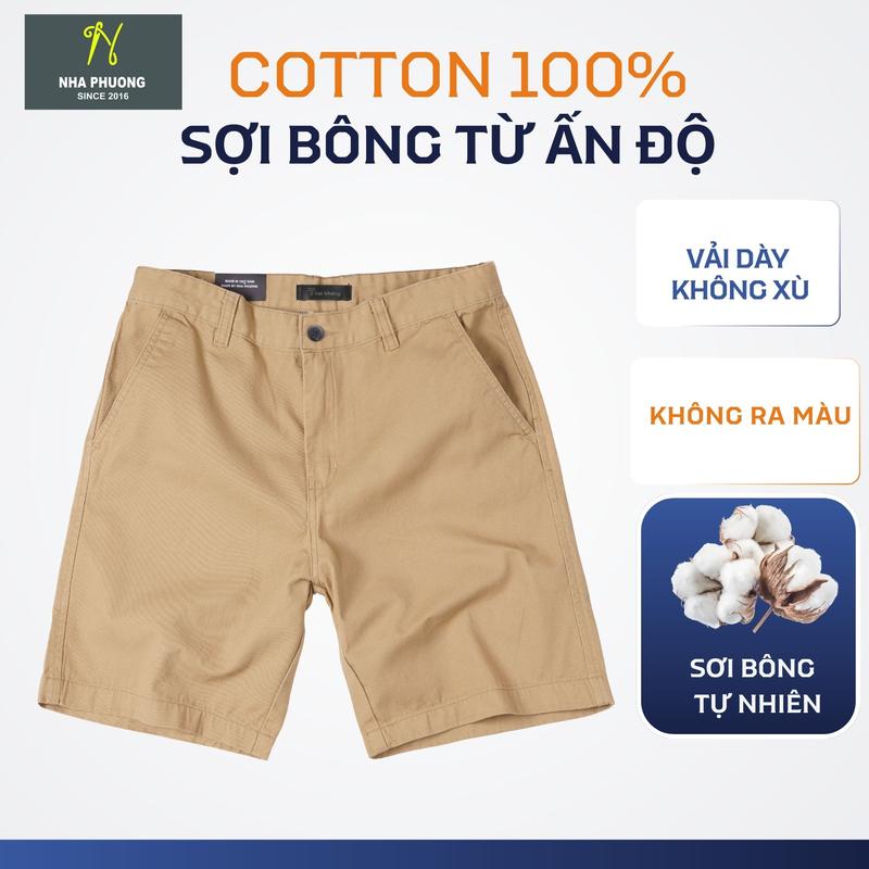 Quần Short Kaki Nam Thái Khang vải cotton 100% dày mềm QKAKI13 form regular form ngắn màu sắc đa dạng chất liệu cao cấp size 29-36