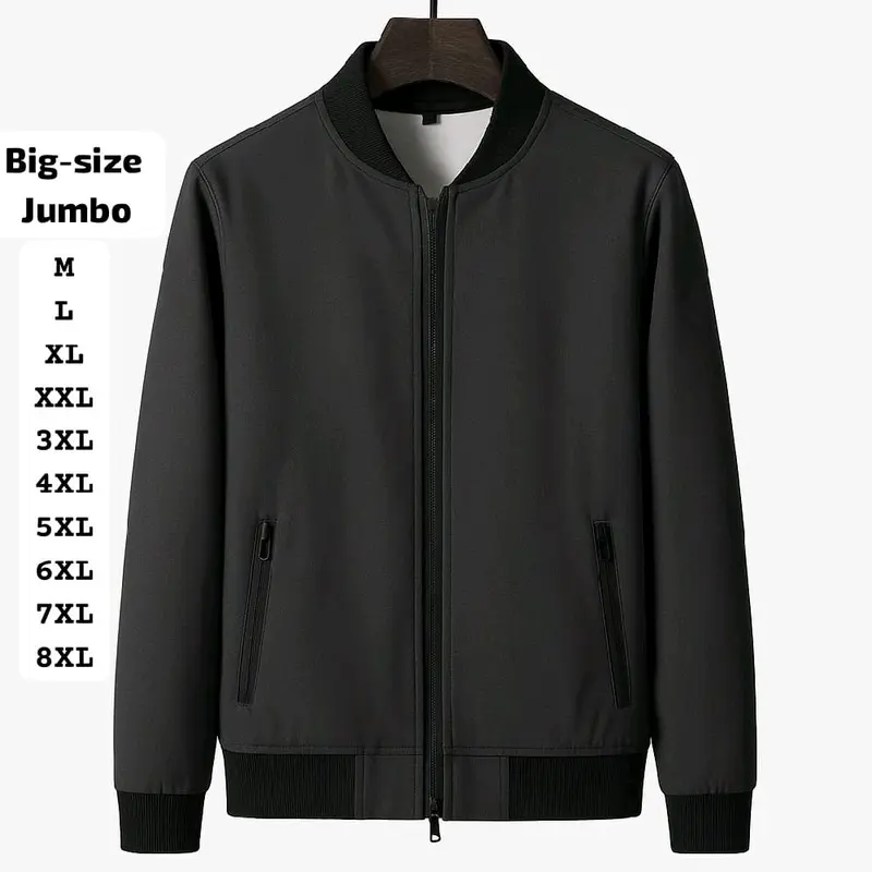 Jaket Bomber Pria Jumbo, Jaket Pria Dewasa Abu Tebal,Jaket pria big size M L XL XXL 3XL 4XL 5XL 6XL 7XL 8XL  Casual Unisex 0
