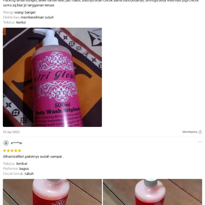 Body Wash Brightening PUTRI GLOWING Netto 500ml Original 5