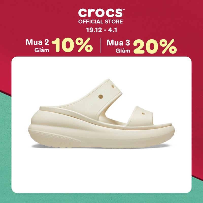  Dép Xăng Đan Unisex Crocs Classic Crush - Bone - 207670-2Y2 