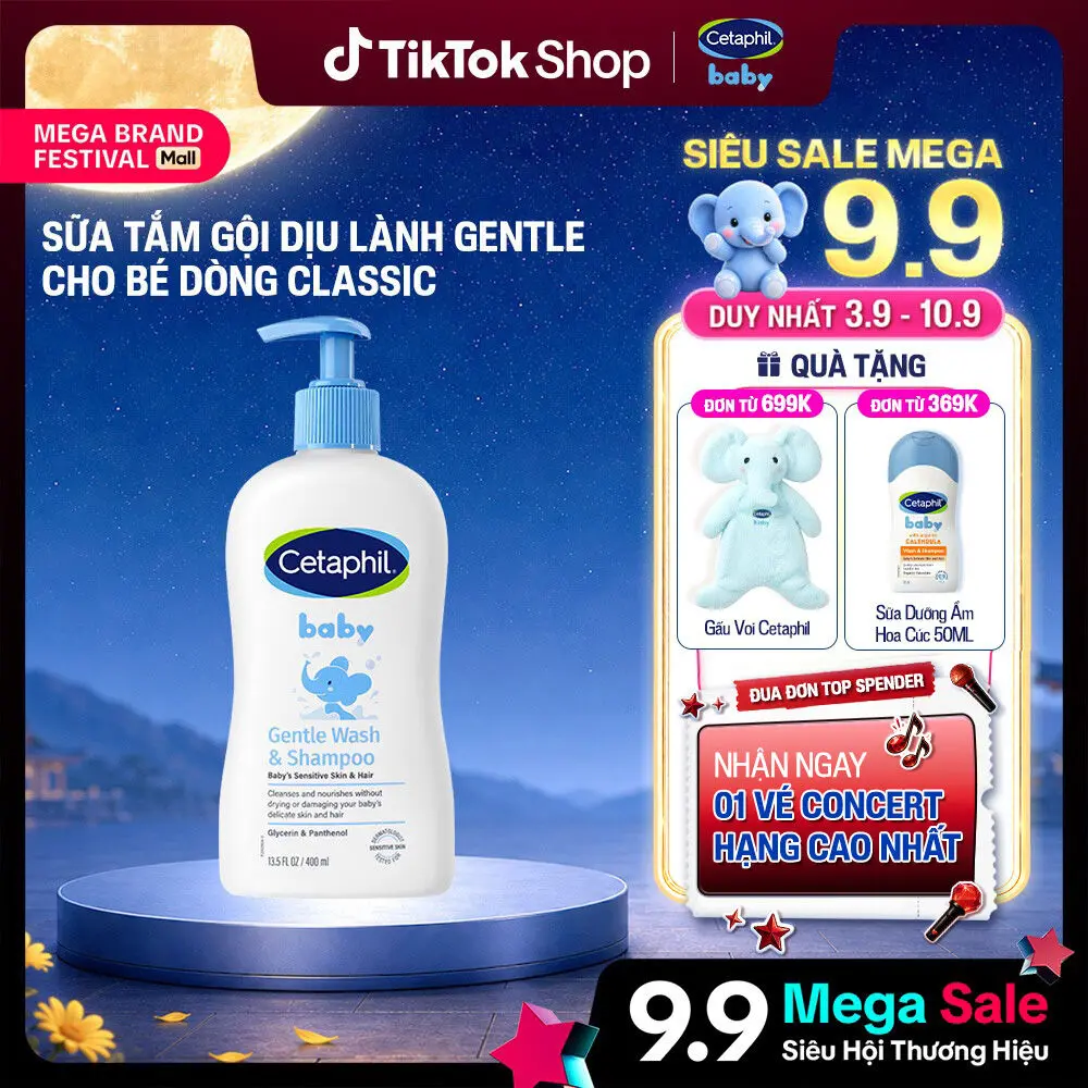 Sữa tắm gội em bé Cetaphil Baby Gentle Wash and Shampoo dịu nhẹ (400ml)