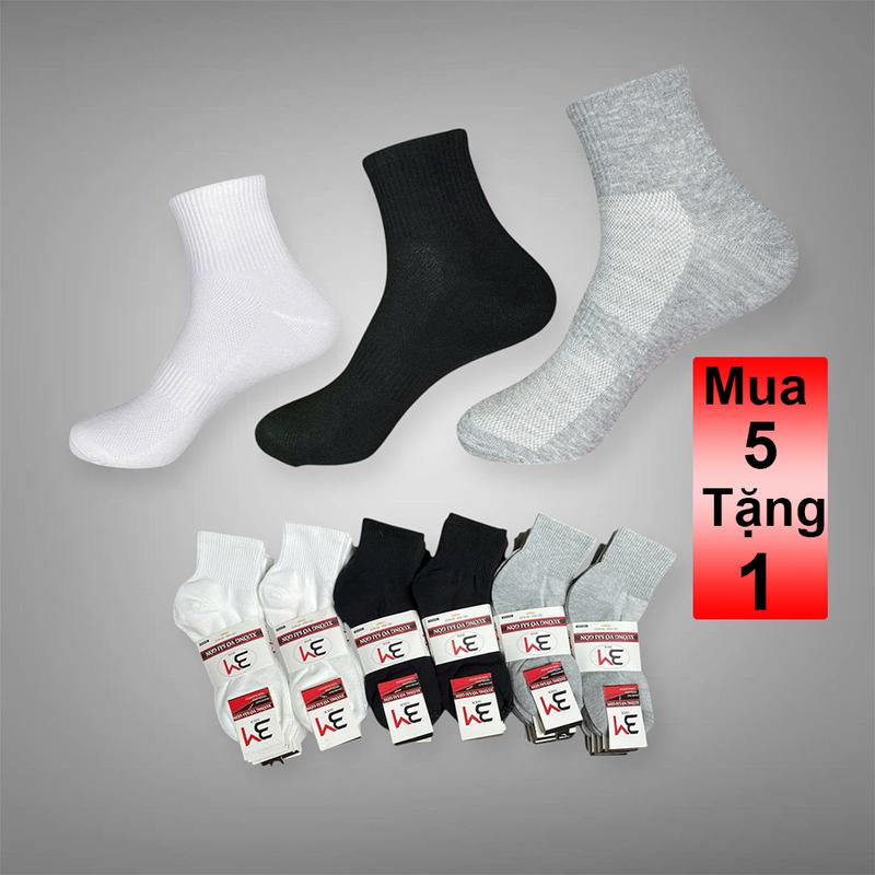 5 TẶNG 1 Tất cổ Lửng cao 16CM Cotton Dày Mịn khử mùi Combo 10 đôi Vớ Nam Nữ Vớ cổ Trung Dệt Kim Size 35-42 vớ trắng Chống Hôi Chân Co Giãn Thoáng Mát- XUONGVOSAIGON