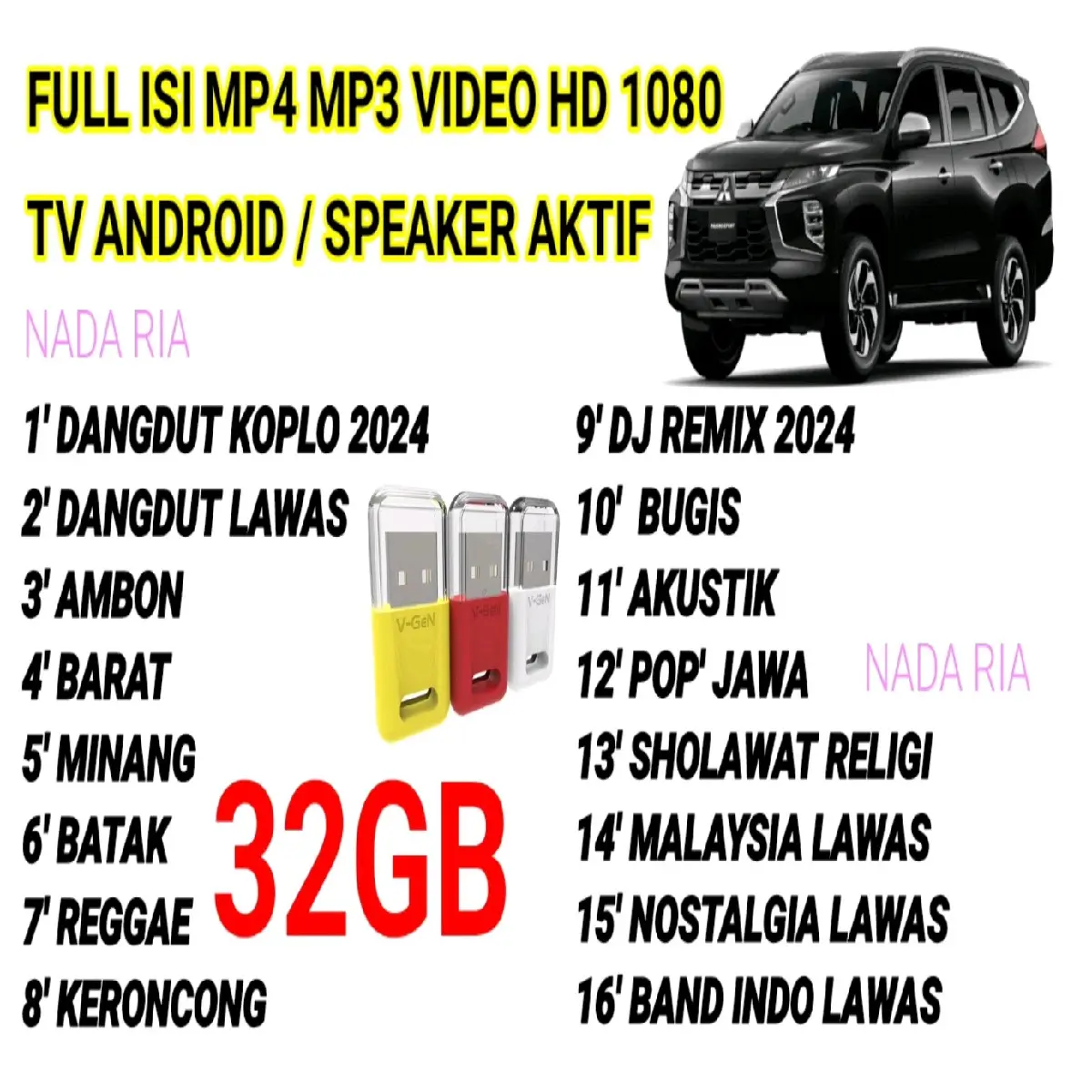 FLASHDISK 32GB SUDAH ISI FULL VIDEO MP4 MP3 LAGU CAMPURAN POPULER