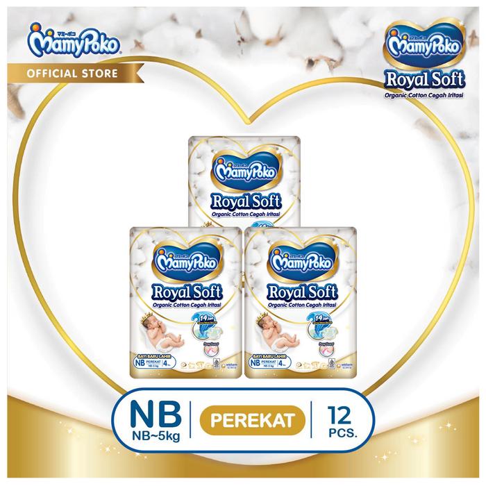 Gambar MamyPoko Perekat Royal Soft Organic - NB 4 - Popok Tape - 3 PACK dari MamyPoko Indonesia Kota Madiun Tokopedia