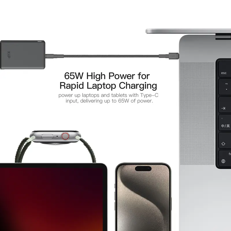 KiiP Wireless C19E Kepala Charger Adaptor GAN6 Fast Charging 65W 2C+2U tanpa Kabel 6