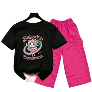 Baju BALLERINA CAPPUCINO Setelan Anak Perempuan Usia 5-12 Tahun Kaos dan Celana Cargo fanta Fashion