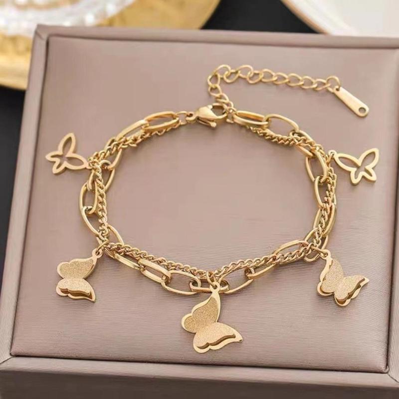 【 48 Styles】 Titanium Steel Gold Bracelet ,  Not Fade Bracelet for Women Stainless Bracelet Rose Gold Accessories 2