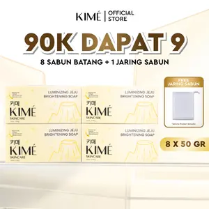 [BUY 4 BOX GET 8 BATANG FREE JARING] KIME Luminizing Jeju brightening Soap 400GR | Volcanic Ash Charcoal Niacinamide Collagen | Sabun Mandi Pemutih Badan Wajah Glowing Mencerahkan Muka Kulit Tubuh Kaki Tangan Ketiak Whitening Booster Eksfoliasi Flek Hitam