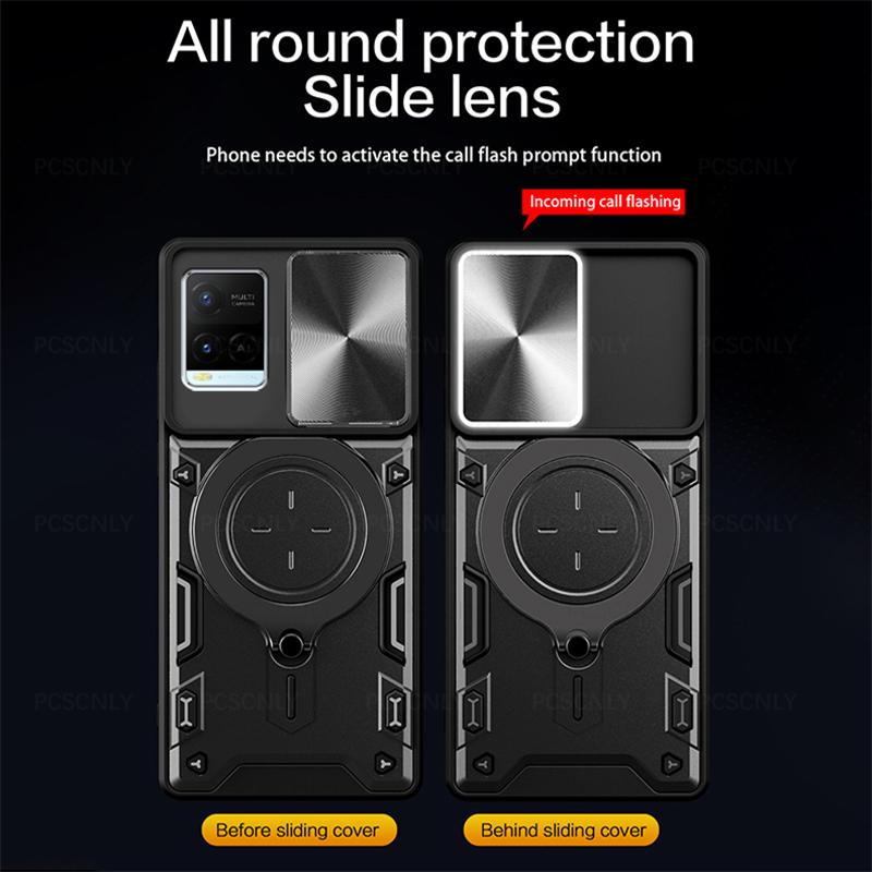 Product Introduction of Shockproof Armor Phone Case For VIVO Y21 Y21s Y21t Y21g Y21a Y21e Y33s Y32 Y33t T1x Holder Casing Camera Protection Sliding Hard Back Cover New Design V2111  V2110  V2135  V2152  V2109  V2158A  V2143 11