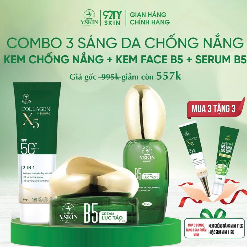 Combo sản phẩm chăm sóc da Yskin : sữa rửa mặt kem chống nắng kem body son Maiia serum B5 kem face B5 tẩy da chết son nách giá tiết kiệm