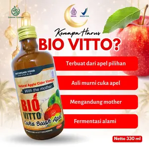 Cuka Apel Bio Vitto Natural Apple Cider Vinegar - With The Real Mother  - BPOM - 330 ML