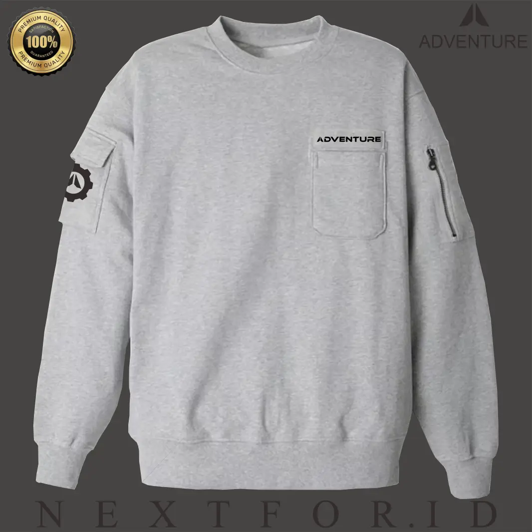 Terlaris Crewneck Cargo Premium Bahan Kain FLEECE Tebal 280gsm Sweater Pria Wanita NXF3 - Sweater Distro - Sweatshirts Casual Fit