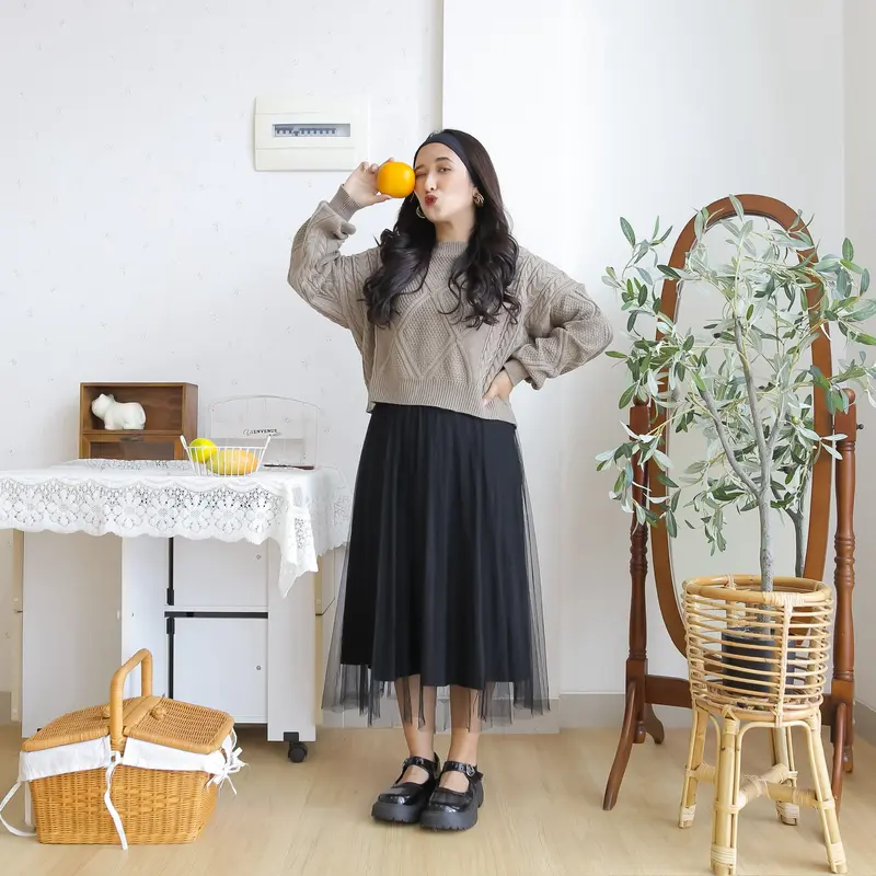 Midun.project - Yuriko Crop Cable Atasan Rajut Wanita Korean Style 8