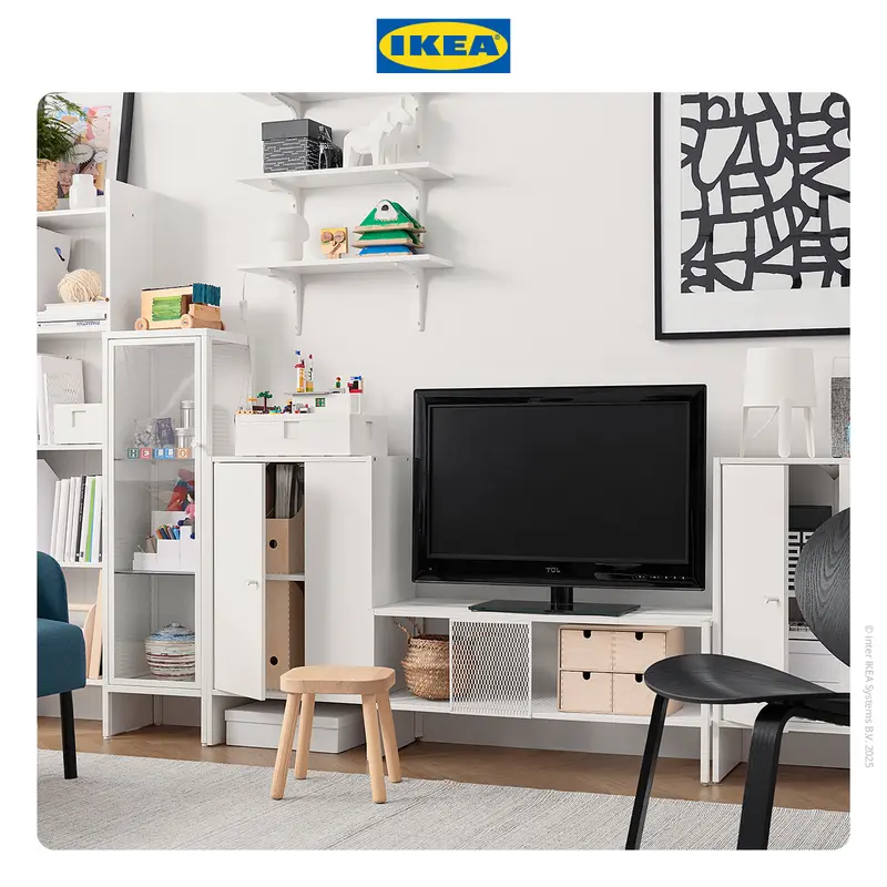 IKEA BAGGEBO Meja TV Minimalis Putih 90x35x40 cm Furniture 3