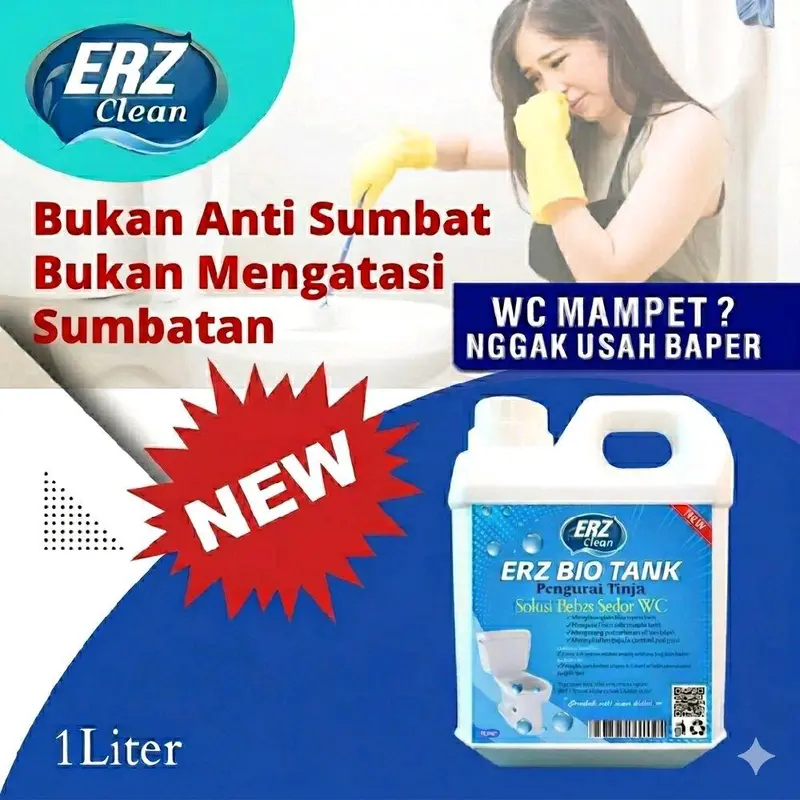 ERZ Clean BIO TANK 1 LITER 500 ml Solusi Septictank Menghilangkan Bau Tidak Sedap Ramah Lingkungan Mengandung Mikroba Pengurai