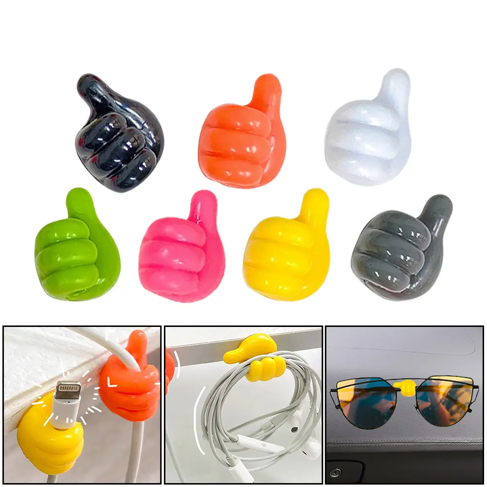 10pcs Self Adhesive Thumb Hook Resin Thumb Cord Holder Wall Hook Cable Clip Holding Cables Keys Cords for Car Home Office