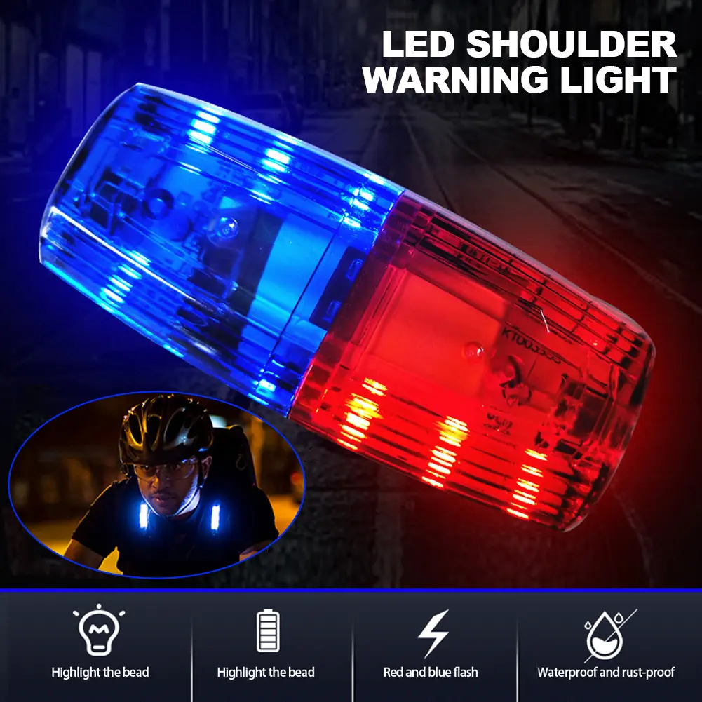 Night Running LED Shoulder Warning Light Safety Patrol Alarm Flash Signal Strobe Red Blue Lamp 473042