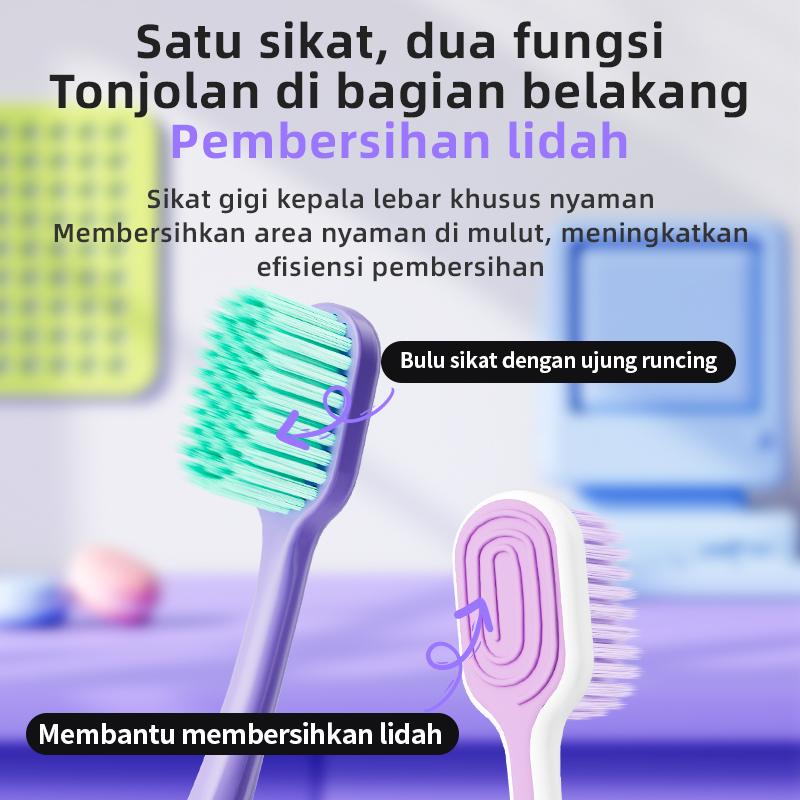 OralGos Sikat Gigi Berbulu Lembut Dopamine Warna Tren Penuh Fleksibel Menembus Efisiensi Pembersihan Ganda Halal