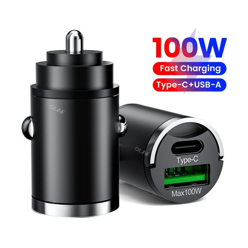 Bộ sạc ô tô USB Type C, 100W, Sạc nhanh, QC3.0 và PD, Bộ Chuyển Đổi sạc điện thoại trên ô tô, Tương thích với iPhone, Samsung, Huawei, Xiaomi 1