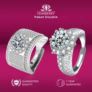 [PRE ORDER] OS1-D15 Cincin Couple Wanita & Pria Cranberry Jewelry Premium Lapis Platinum Anti Luntur Anti Berubah Warna Garansi 1 Tahun Resmi Size Adjustable Kualitas Grade Terbaru Aksesoris Perhiasan Cincin Nikah Permata VVS1 Elegan COD