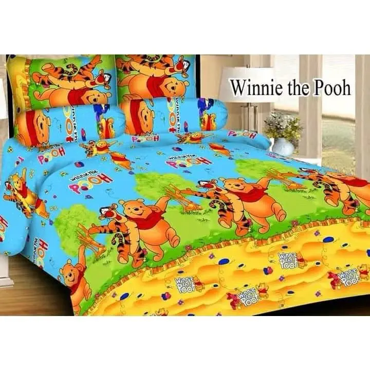 [COD] Sprei Set Terbaru 180x200 160x200 120x200 Tinggi 20 cm Free Sarung Bantal & Guling / Seprei Karakter Homemade Motif Winnie The Pooh Anak Kain Katun Premium Sudut Karet / Seprai Murah Bukan Bonita Bahan Adem Halus Anti Luntur Size King Queen Single