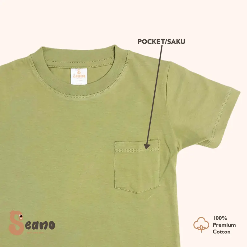 Kaos Pocket Anak 1-5 Tahun Balita Unisex Cotton Combed - Baju Anak - Atasan Anak - Kaos Polos Kantong Anak Earth Tone 4