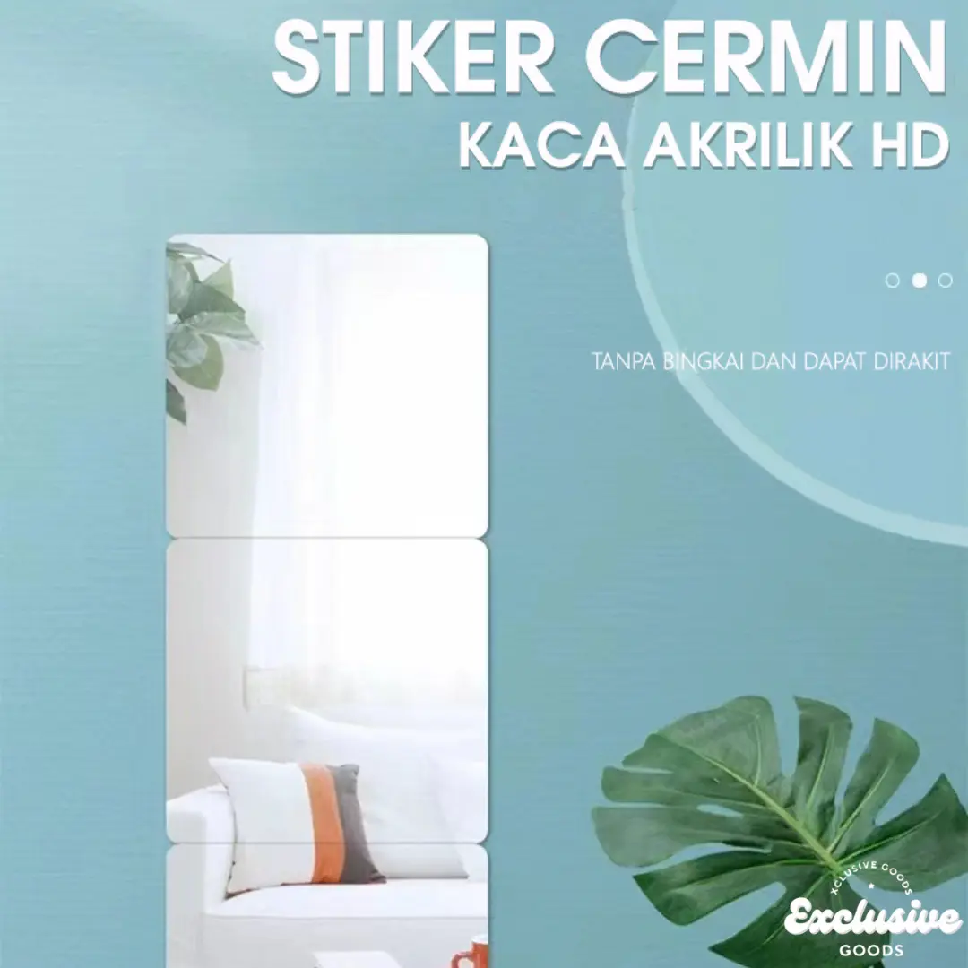 [XGoods] STICKER CERMIN 3D STIKER DINDING Kaca Akrilik Sudah Dengan Perekat Wallpaper Mirror Kamar Mandi Oval