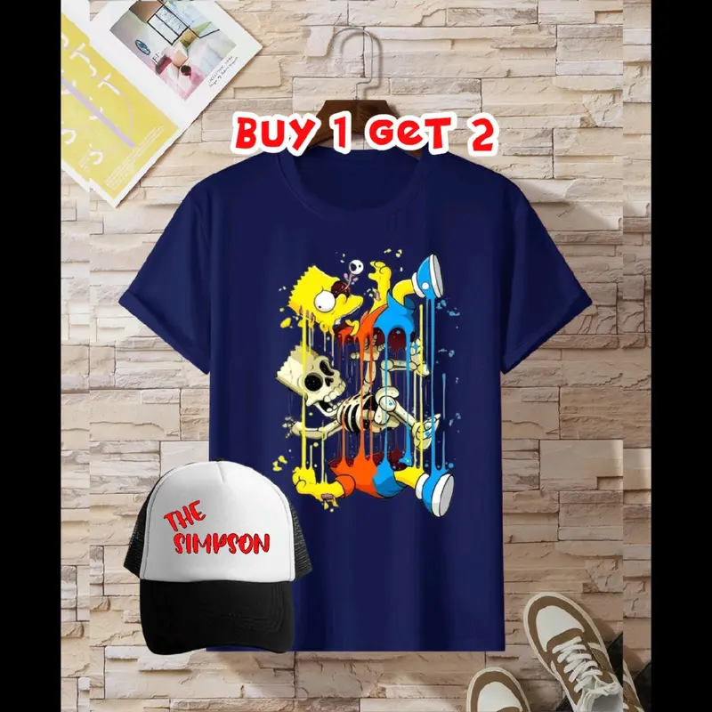 (COD) Beli 1 Dapat 2 Kaos Motif Simpson Free Topi Distro 1