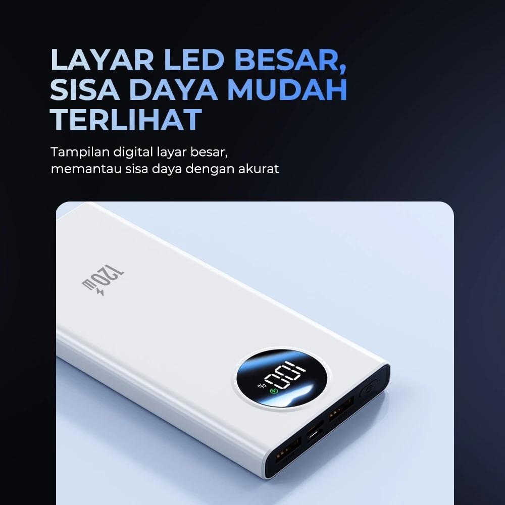 Maddox Powerbank 50000mAh Kapasitas Super Besar 120W Pengisian Cepat untuk iPhone/Android dengan Perlindungan Keamanan dan Tampilan Digital LED