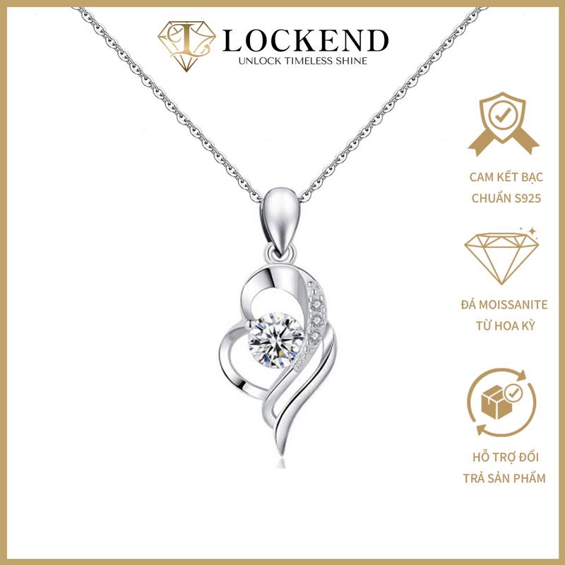   Lockend  Dây chuyền tình yêu vĩnh cửu cho nữ bạc 925 đính đá Moissanite 1 carat màu D có chứng nhận GRA sang trọng tinh tế 