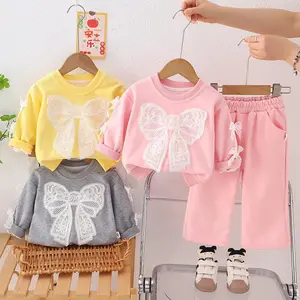 Setelan Baju Sweater Anak Perempuan Motif Pita Usia 1-12 Tahun Varian 4Warna Terbaru 2025