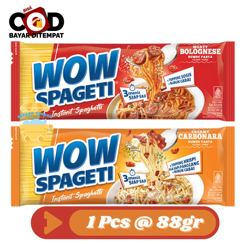 Wow Spageti Instan Spaghetti 88gr Creamy Carbonara Meaty Bolognese Pasta Mie Instan Halal 0