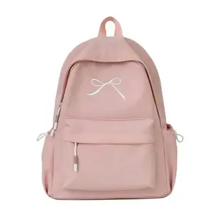 NGETOP - Tas Ransel Wanita Motif Pita Lucu Bahan Kanvas Nylon Warna Hitam Biru Pink Krem Backpack Sekolah remaja