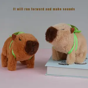 Simulated Cute Electric Plush Capibala Doll Walking Moving Back and Forth Calling Electronic Pet Children's Toy Simulation Electric Plush Capybara Doll