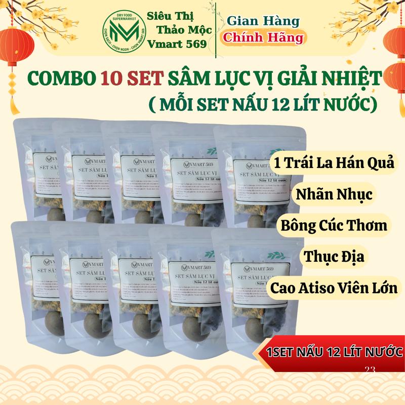 Combo 10 set sâm lục vị Atiso mỗi set nấu được 12 lít nước thơm ngon thanh mát