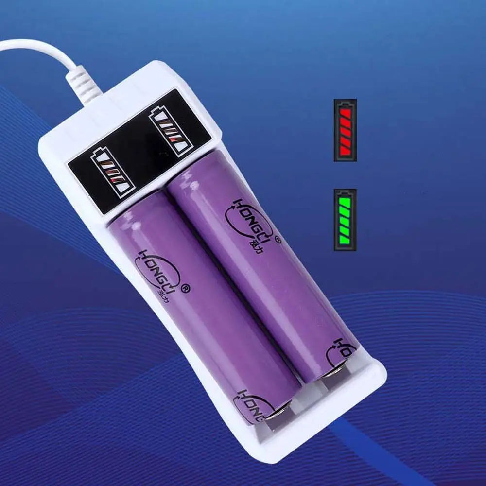 Bộ Sạc Pin Li-ion 14500 / 18650 Thông Dụng, 2 Khe Cắm, USB, Đèn Led Thông Minh, Sạc Pin Sạc