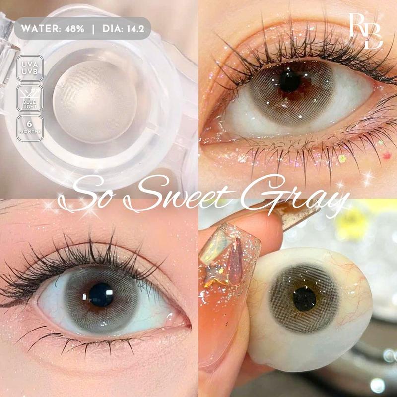 1 Cặp Kính Áp Tròng 0 Độ Màu Xám Khói So Sweet Gray Lens Mắt Màu Xám Size 14.2mm Tặng Kèm Khay Dụng Cụ Đeo