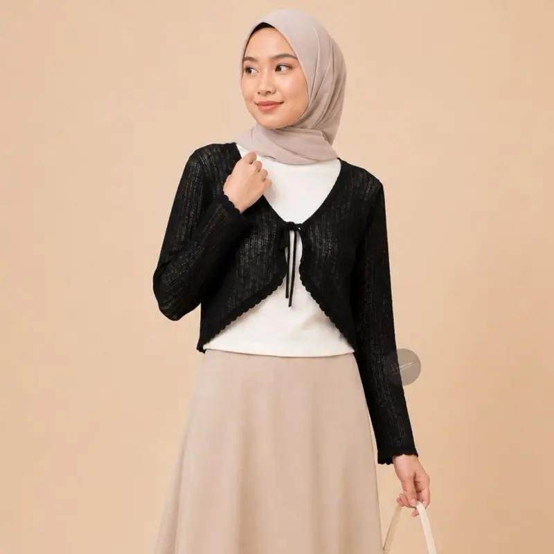Haseena Cardigan Tali Nadira Crop Top Pastel Lengan Panjang Outer Daily Kekinian