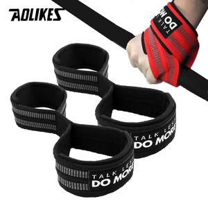 AOLIKES - สายรัดยกน้ำหนัก รูปที่ 8 1 คู่ ยกน้ำหนัก พาวเวอร์ลิฟท์ กีฬา ยิม ฟิตเนส เพาะกาย ดัมเบล พยุงข้อมือ