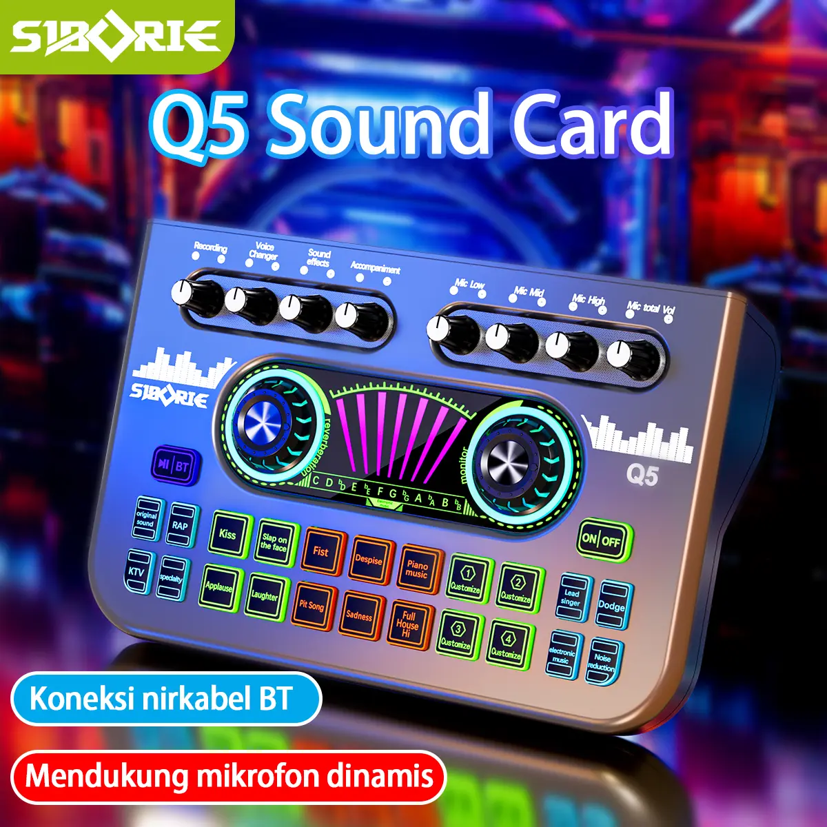 Siborie Soundcard Q5 soundcard Audio USB External Sound Card mic Mixer Bluetooth phone PC