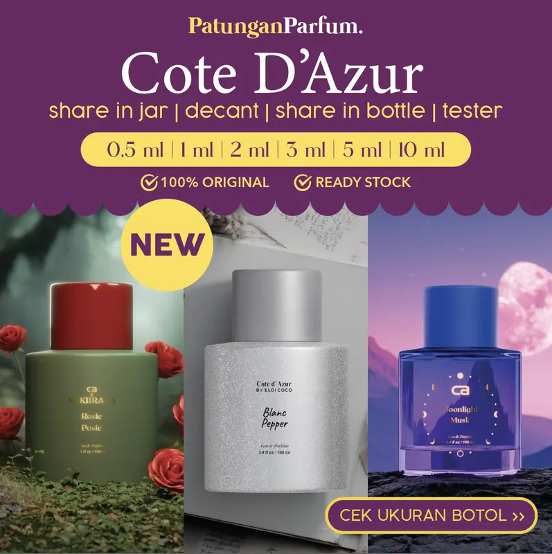 Decant Cote D'Azur - Blanc Pepper Moonlight Musk Rosie Posie Bubbles A Lazy Afternoon | Eloi Coco | Share in Jar | Patungan Parfum 0