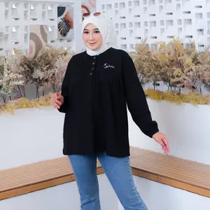 Atasan Wanita Baju Kaos Terbaru Muslimah Sylvia ATS.01.07 Baju Atasan Muslim Kaos Katun Combed 20s Tebal High Jilbab Dewasa Sablon Motif Panjang Standar Tunik Fit Bahan 100% Cotton Combed 20s