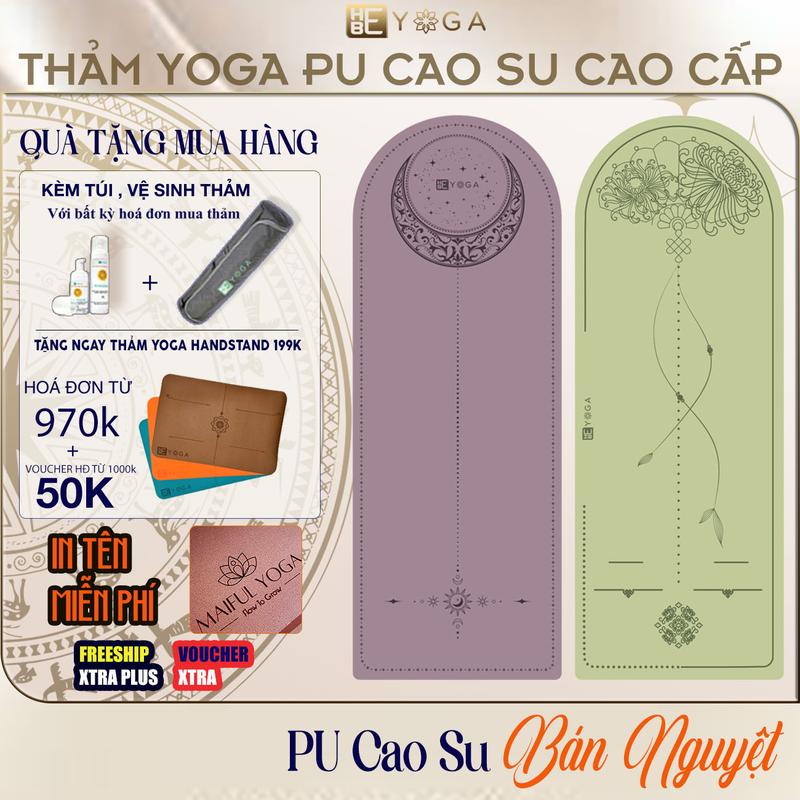 Thảm Tập Yoga Định Tuyến YOGA HBE PU Cao Su Bán Nguyệt ±5mm Cao Cấp Kèm Túi