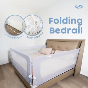 KURU BR2 Folding Baby Bedrail 120cm 160cm 180cm 200cm Pagar Lipat Pengaman Kasur Ranjang Bayi Bed Guard
