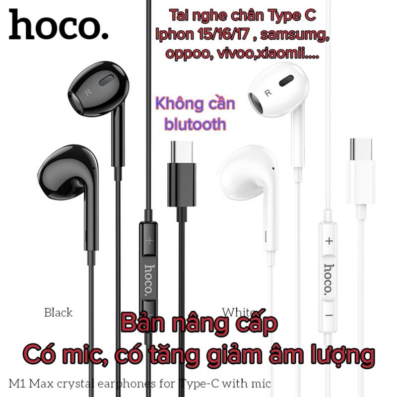  Tai nghe dây chân Type C cắm trực tiếp không cần blutooth dùng cho iphon 15 16 17 ipadd samsumg các dòng android hoco M1 Max hỗ trợ MIC tăng giảm âm lượng trái phải Nhét Tai Nghe Nhạc Earphone 