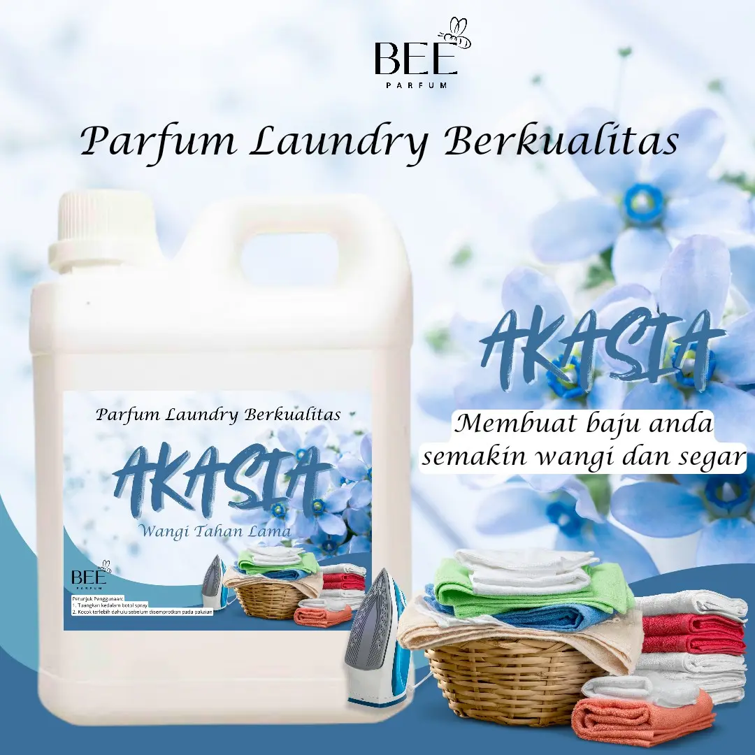 BEE PARFUM LAUNDRY aroma AKASIA 1 Liter Terlaris Wangi Tahan Lama / Pewangi Pengharum Pakaian Laundry Berkualitas Bisa COD