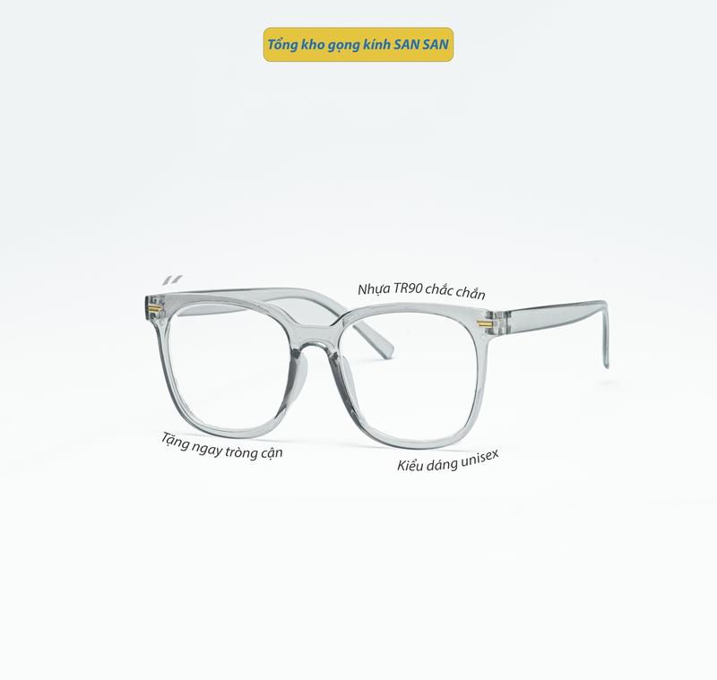 Gọng Kính Cận Thị - Nhựa dẻo dáng kính vuông to (0-4 độ) Mã  MS12