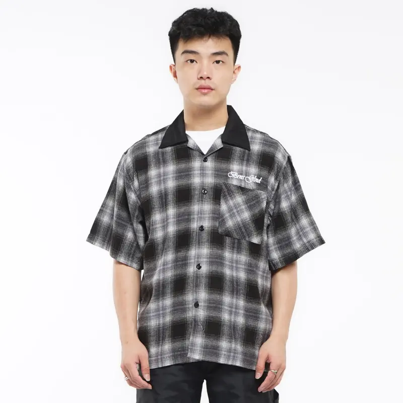 Kemeja Pendek | flanel Proceed 06 | Boxy Fit | Gray | Brainsgland 3